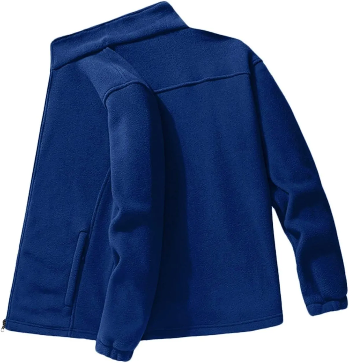 MIDOO Fleece Jacket Mens Full Zip Casual Collar Warm Cardigan Coat Jacket Solid Color Zipper Soft Top Coats for Men Winter