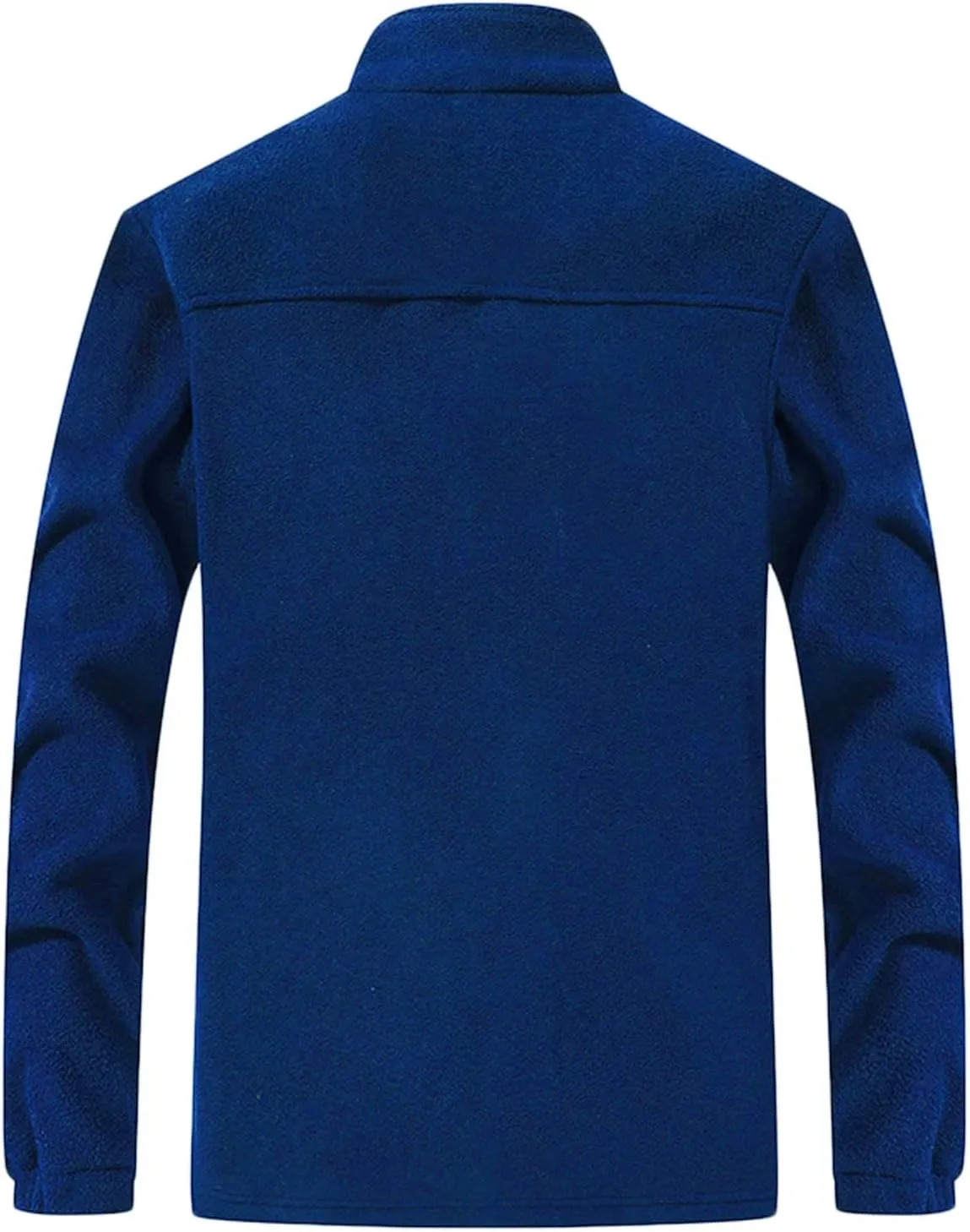 MIDOO Fleece Jacket Mens Full Zip Casual Collar Warm Cardigan Coat Jacket Solid Color Zipper Soft Top Coats for Men Winter