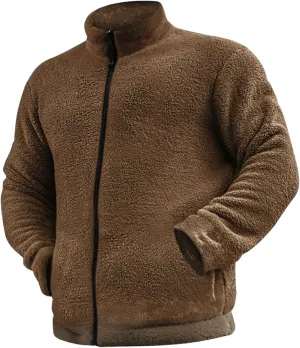 MIDOO Zip Up Jackets for Men Graphic Design Insert Pocket Zipper Sweater Fashion Solid Color Warm Loose Fleece