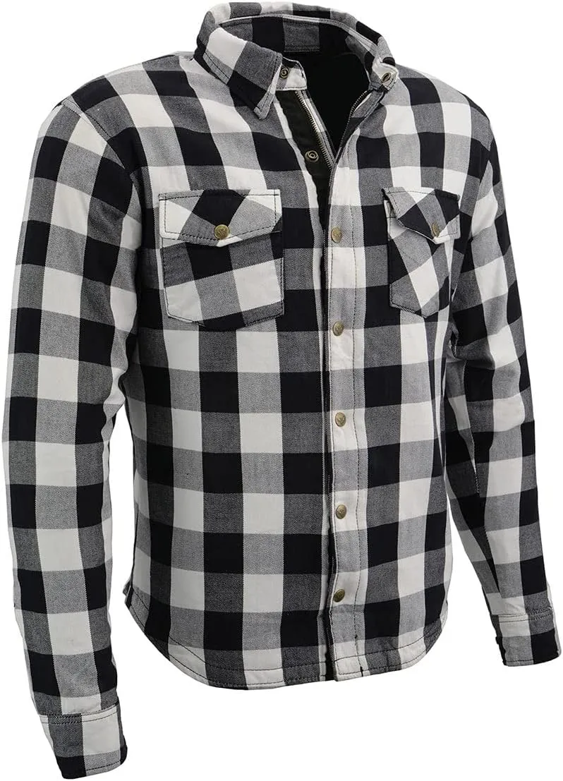Milwaukee Leather Men's Long Sleeve Flannel Biker Shirts w/CE Armor - Reinforced w/Aramid Fibers - 4X-Large