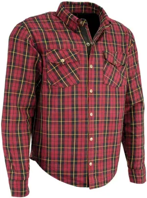 Milwaukee Leather Men's Long Sleeve Flannel Biker Shirts w/CE Armor - Reinforced w/Aramid Fibers - 4X-Large