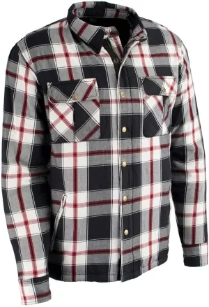 Milwaukee Leather Men's Long Sleeve Flannel Biker Shirts w/CE Armor - Reinforced w/Aramid Fibers - Medium