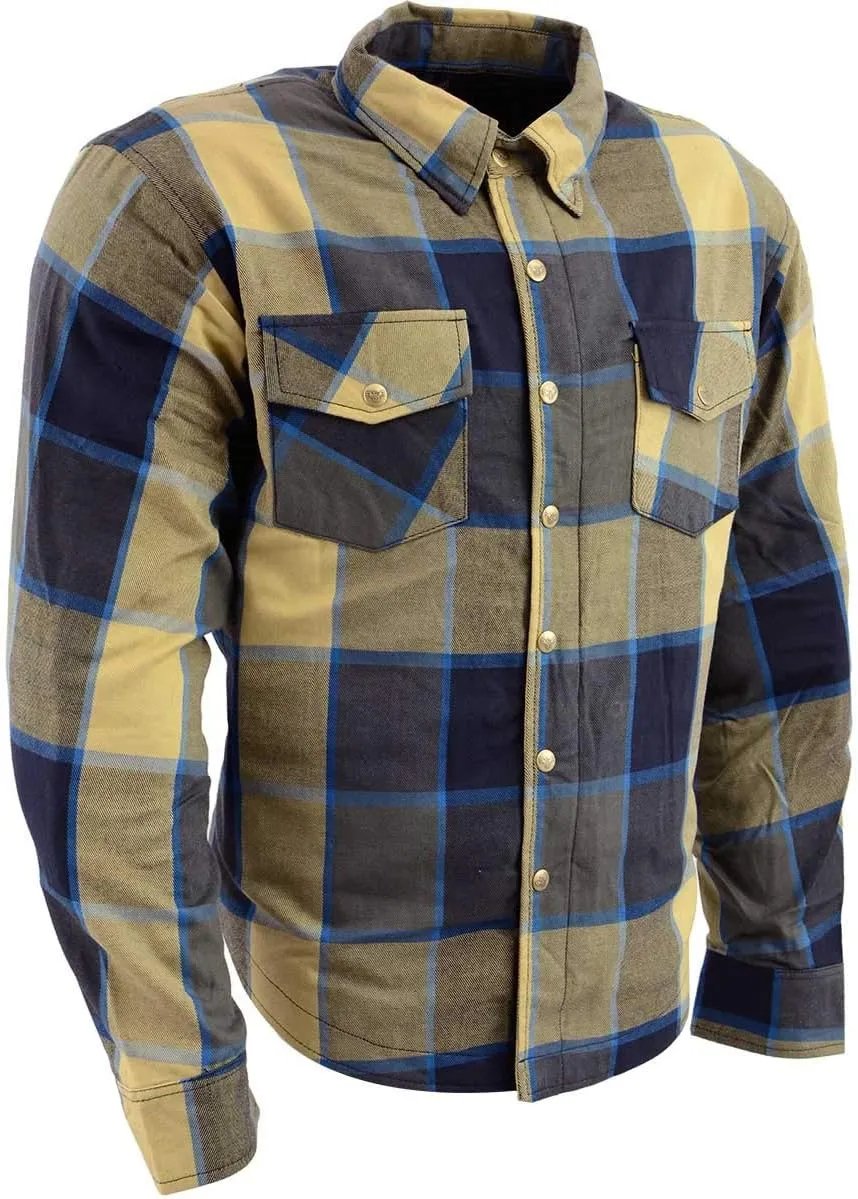 Milwaukee Leather Men's Long Sleeve Flannel Biker Shirts w/CE Armor - Reinforced w/Aramid Fibers - Small