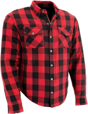 Milwaukee Leather Men's Long Sleeve Flannel Biker Shirts w/CE Armor - Reinforced w/Aramid Fibers - XX-Large