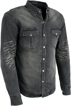 Milwaukee Leather Men's Long Sleeve Solid Biker Shirts w/CE Armor - Reinforced w/Aramid Fibers