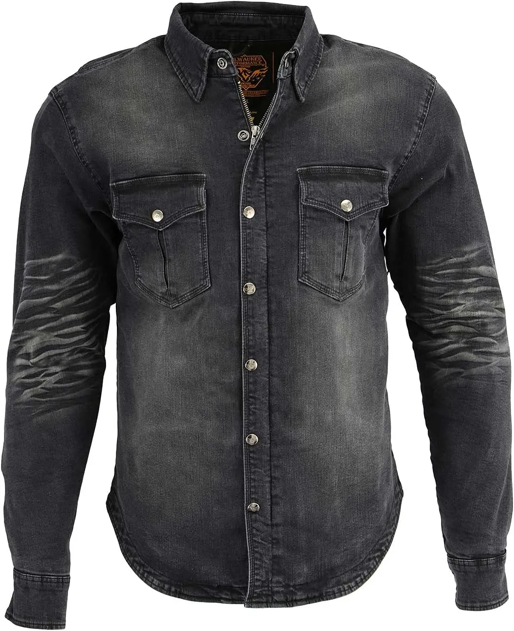 Milwaukee Leather Men's Long Sleeve Solid Biker Shirts w/CE Armor - Reinforced w/Aramid Fibers