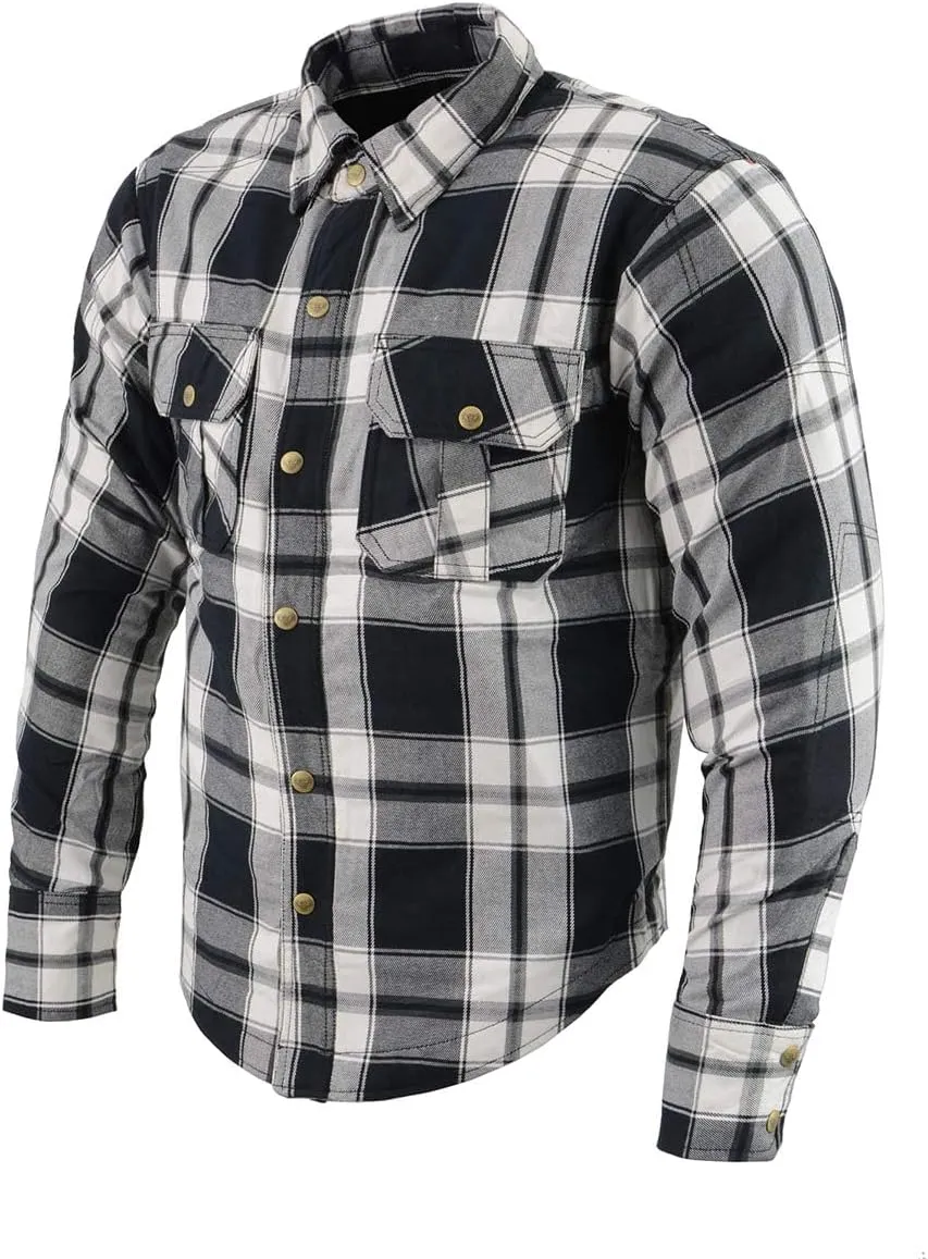 Milwaukee Leather Men's Plaid Flannel Biker Shirt Shirts w/CE Armor - Reinforced w/Aramid Fibers - XX-Large