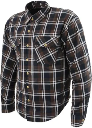 Milwaukee Leather Men's Plaid Flannel Biker Shirt Shirts w/CE Armor - Reinforced w/Aramid Fibers - XX-Large