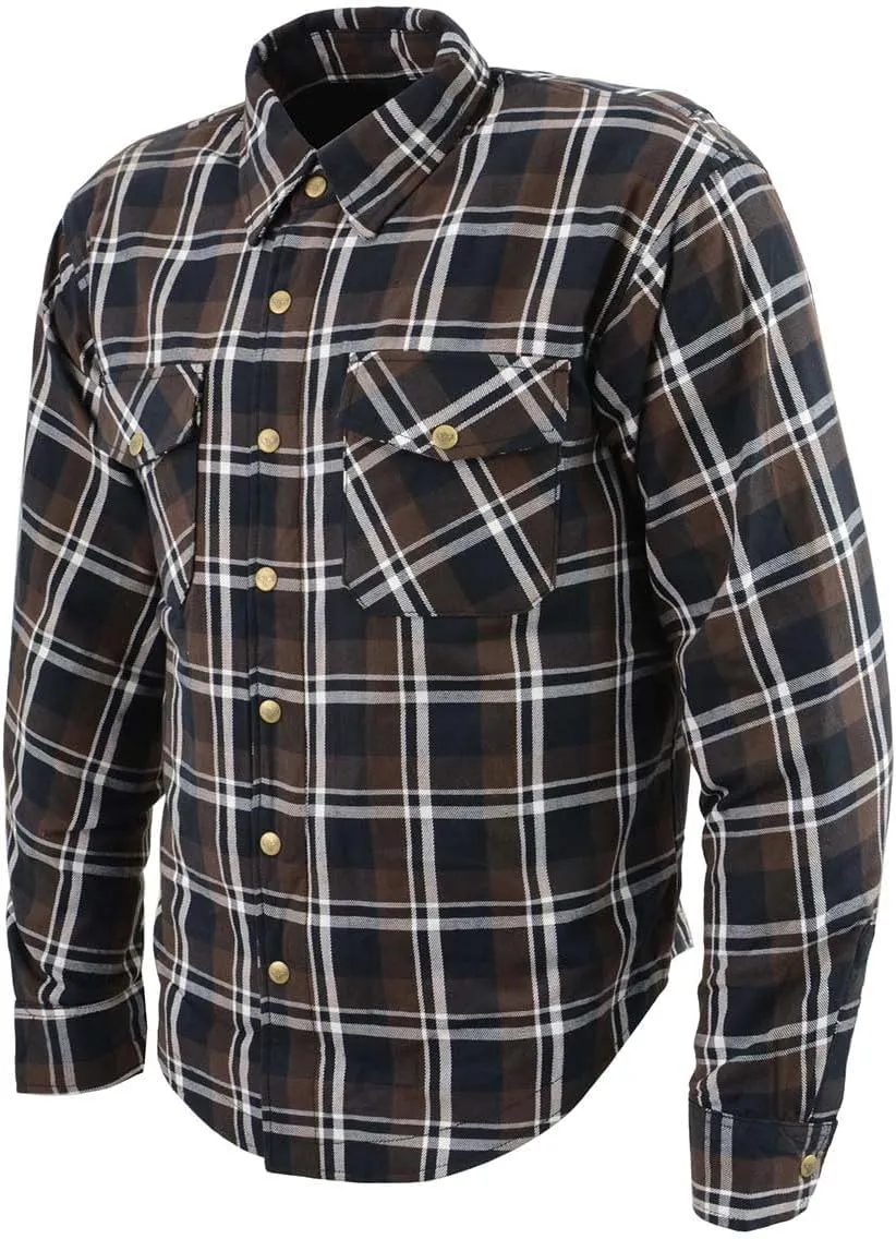 Milwaukee Leather Men's Plaid Flannel Biker Shirt Shirts w/CE Armor - Reinforced w/Aramid Fibers - XX-Large