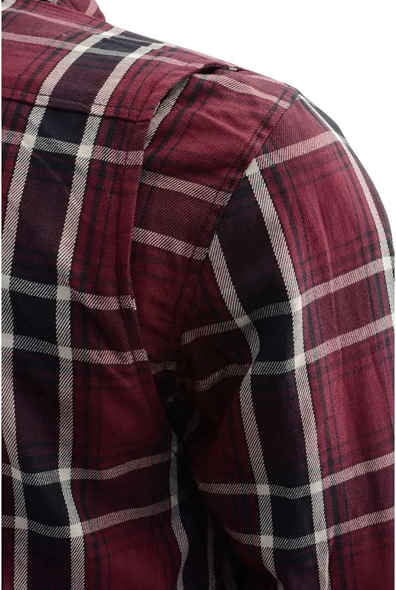 Milwaukee Leather Men's Plaid Flannel Biker Shirt Shirts w/CE Armor - Reinforced w/Aramid Fibers - XX-Large
