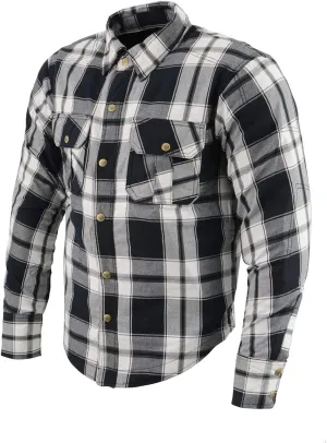 Milwaukee Leather Men's Plaid Flannel Biker Shirt Shirts w/CE Armor - Reinforced w/Aramid Fibers - XX-Large
