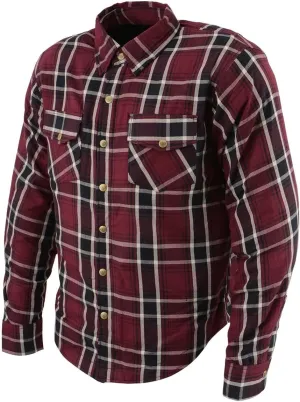 Milwaukee Leather Men's Plaid Flannel Biker Shirt Shirts w/CE Armor - Reinforced w/Aramid Fibers - XX-Large