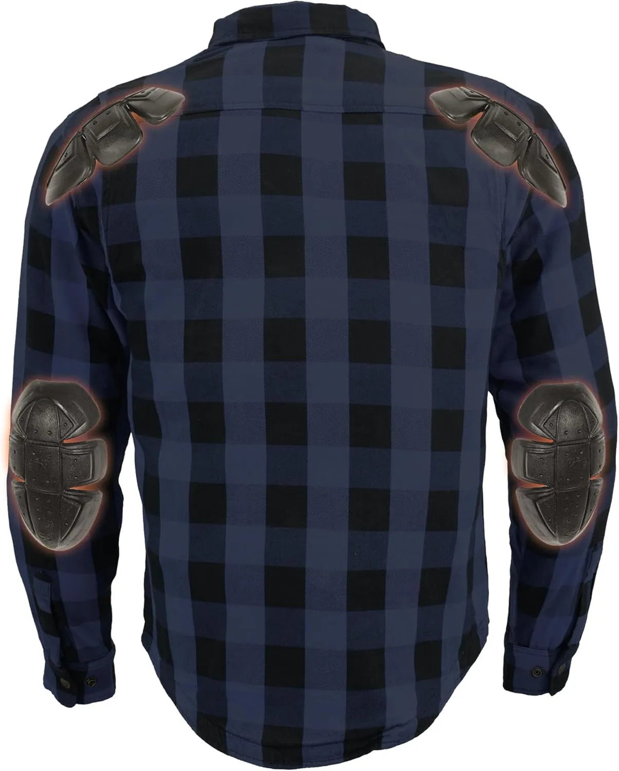 Milwaukee Leather Men's Plaid Flannel Biker Shirt with CE Approved Armor - Reinforced w/Protective Fibers