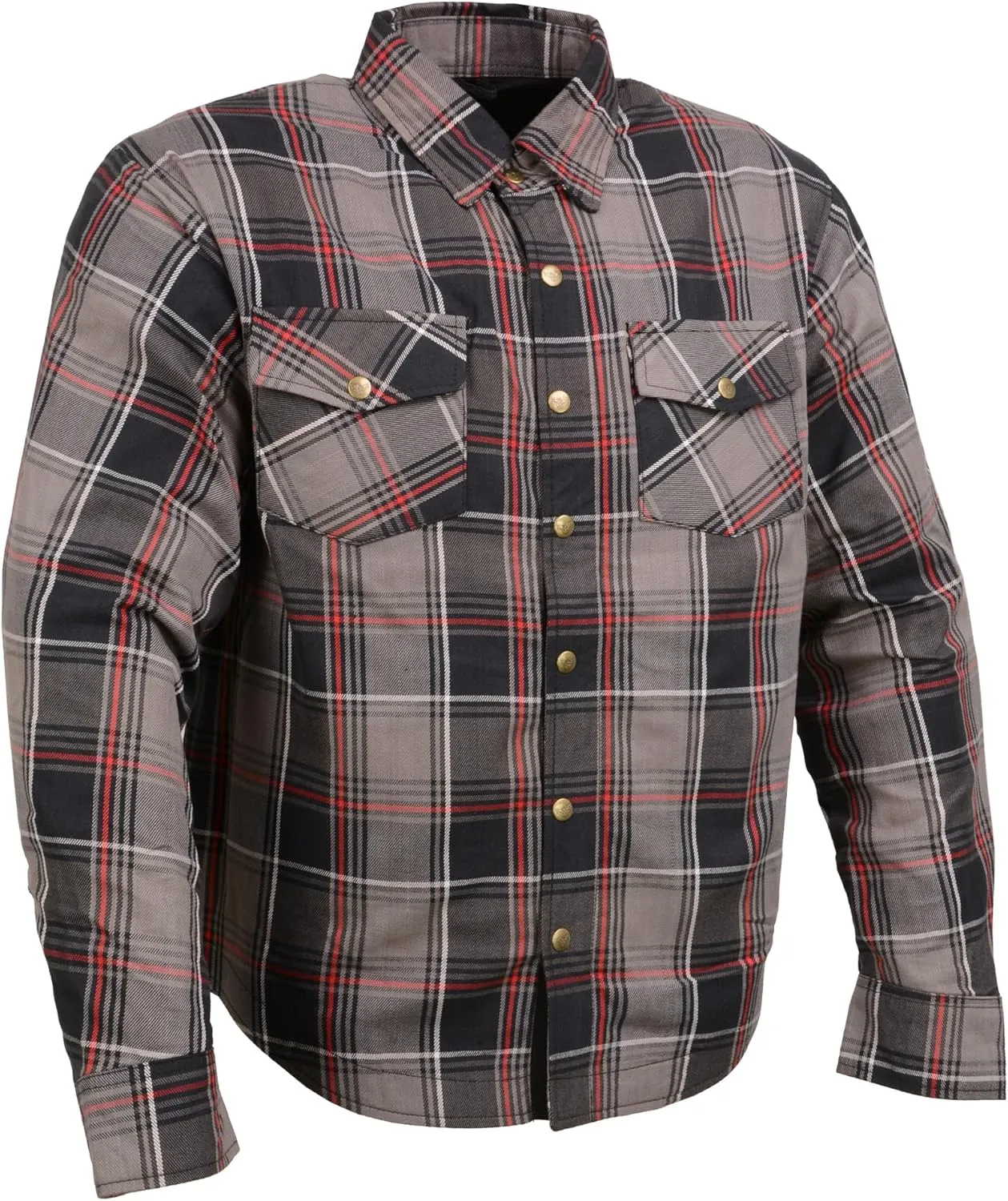 Milwaukee Leather Men's Plaid Flannel Biker Shirt with CE Approved Armor - Reinforced w/Protective Fibers