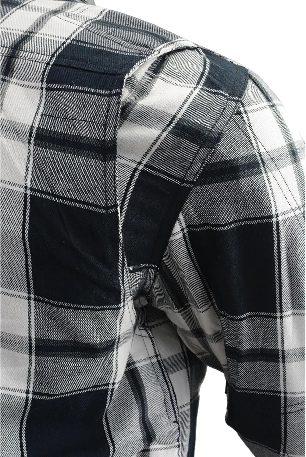 Milwaukee Leather Men's Plaid Flannel Biker Shirt with CE Approved Armor - Reinforced w/Protective Fibers
