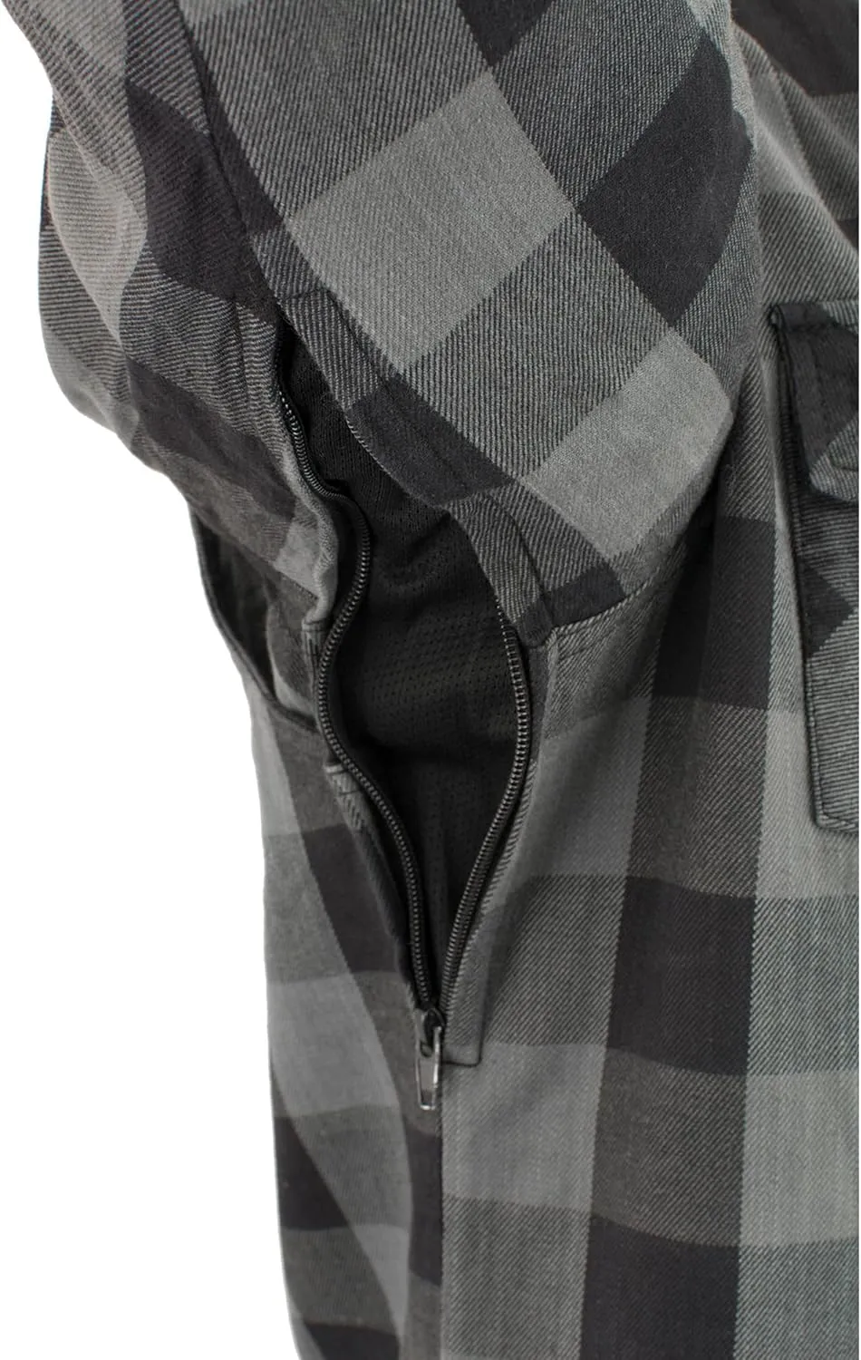 Milwaukee Leather Men's Plaid Flannel Biker Shirt with CE Approved Armor - Reinforced w/Protective Fibers