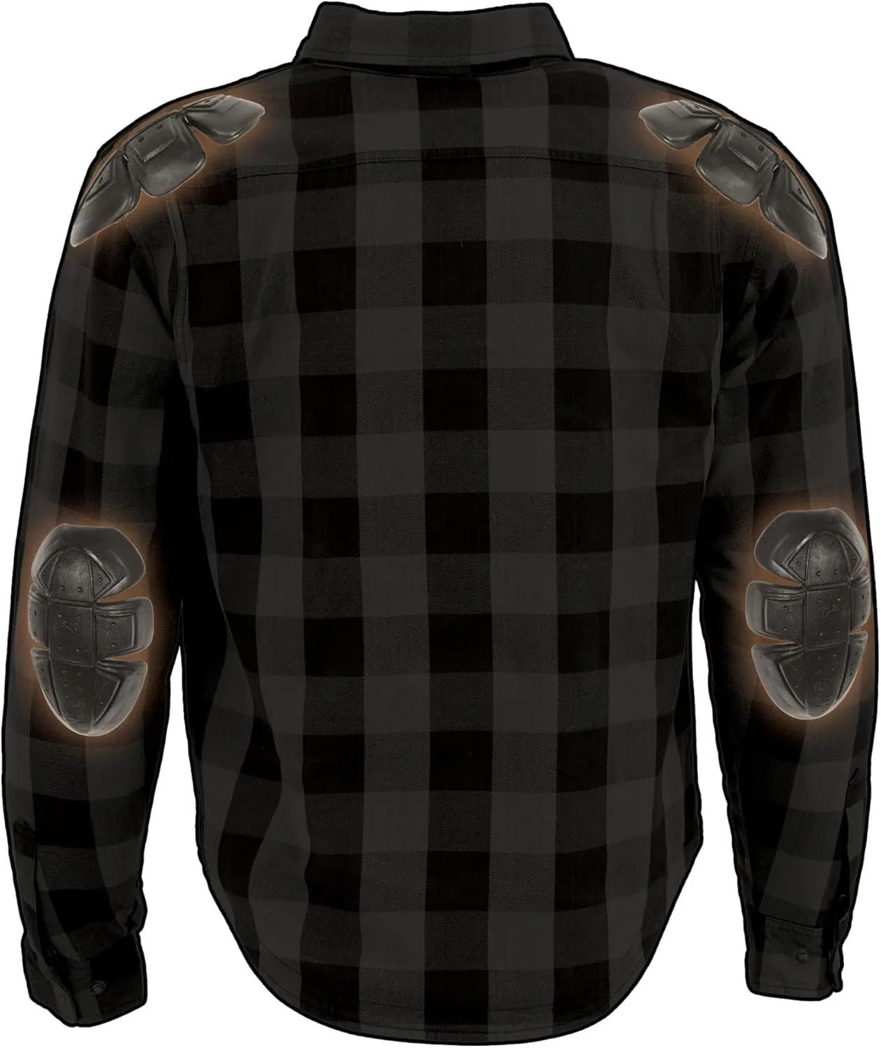 Milwaukee Leather Men's Plaid Flannel Biker Shirt with CE Approved Armor - Reinforced w/Protective Fibers