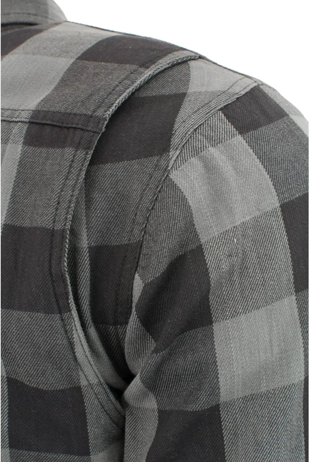 Milwaukee Leather Men's Plaid Flannel Biker Shirt with CE Approved Armor - Reinforced w/Protective Fibers