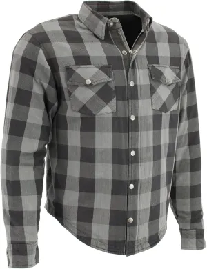 Milwaukee Leather Men's Plaid Flannel Biker Shirt with CE Approved Armor - Reinforced w/Protective Fibers