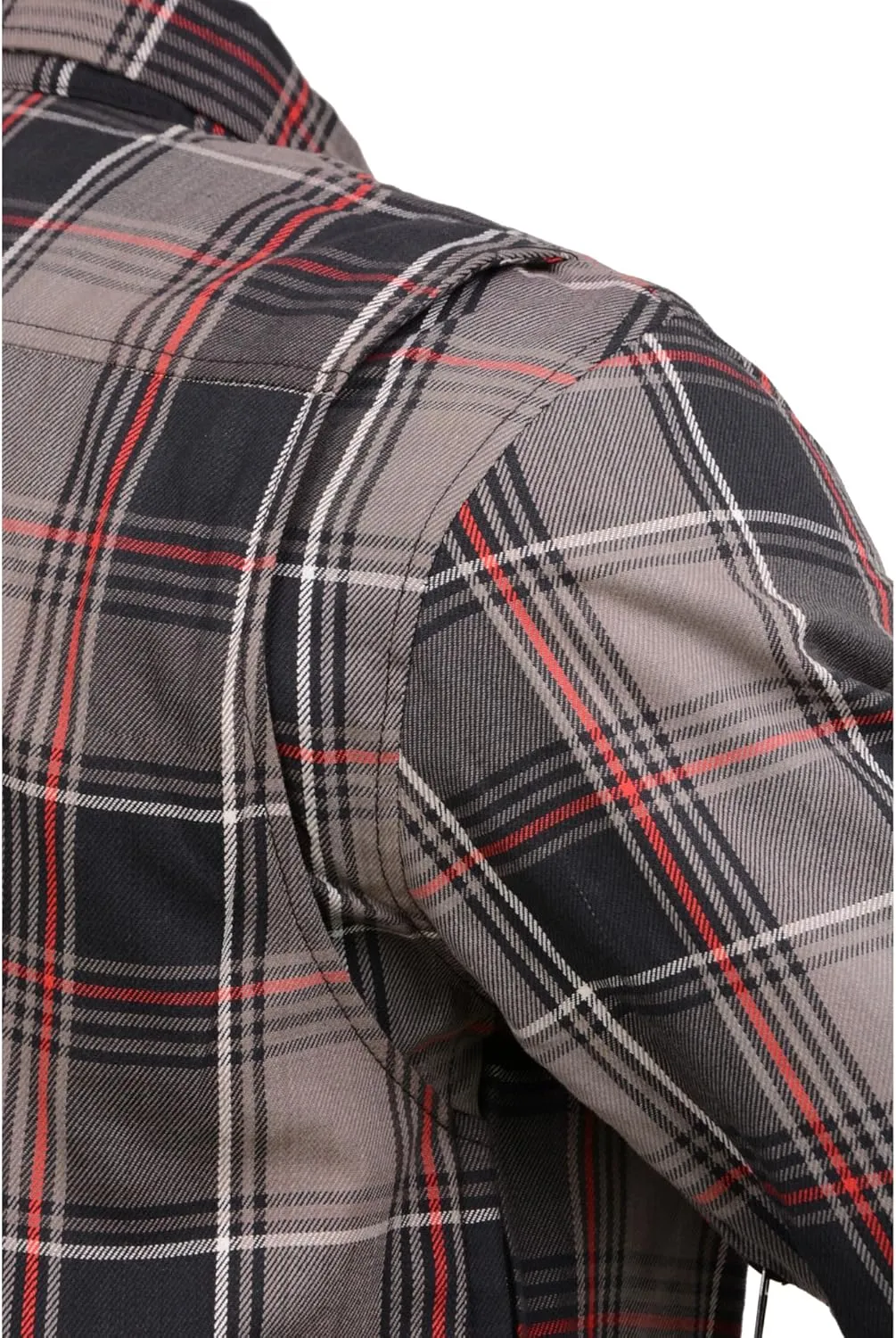 Milwaukee Leather Men's Plaid Flannel Biker Shirt with CE Approved Armor - Reinforced w/Protective Fibers