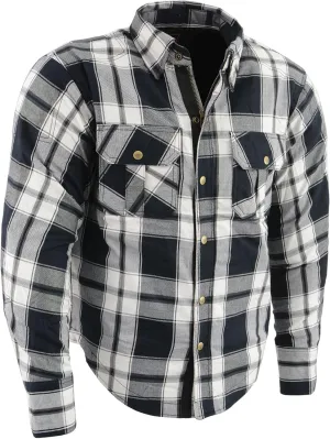 Milwaukee Leather Men's Plaid Flannel Biker Shirt with CE Approved Armor - Reinforced w/Protective Fibers