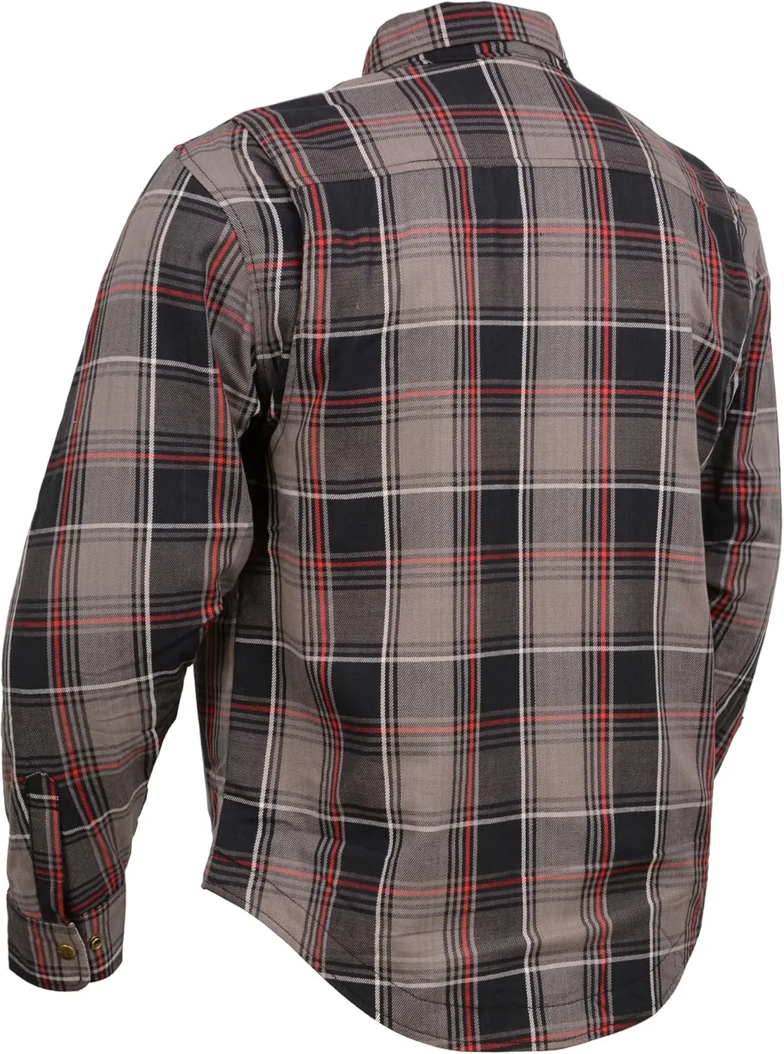 Milwaukee Leather Men's Plaid Flannel Biker Shirt with CE Approved Armor - Reinforced w/Protective Fibers