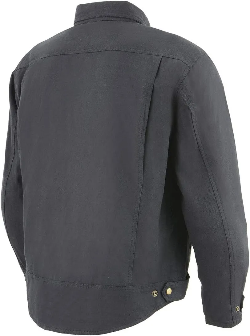 Milwaukee Leather MPM1623 Men's Black Flannel Biker Shirt with CE Approved Armor - Reinforced w/Aramid Fibers