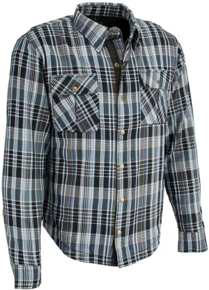 Milwaukee Leather MPM1626 Men's Plaid Flannel Biker Shirt with CE Approved Armor - Reinforced w/Aramid Fiber