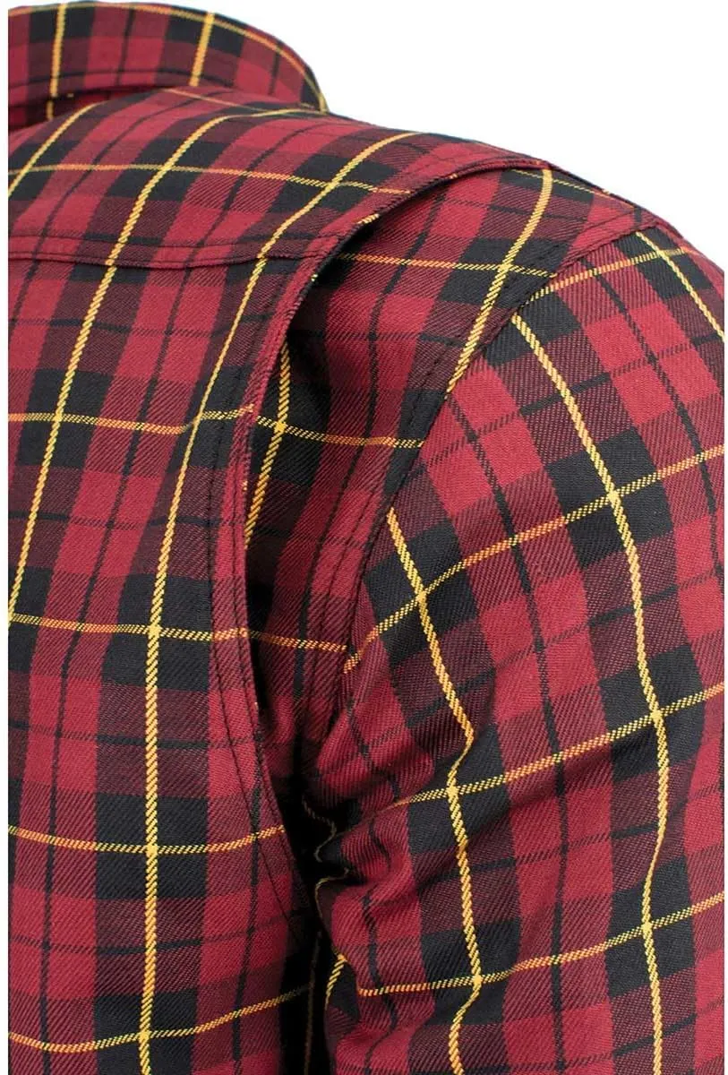 Milwaukee Leather MPM1632 Men's Plaid Flannel Biker Shirt with CE Approved Armor - Reinforced w/Aramid Fiber