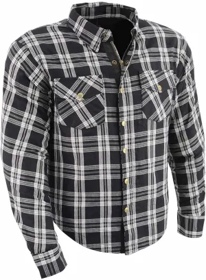 Milwaukee Leather MPM1643 Men's Plaid Flannel Biker Shirt with CE Approved Armor - Reinforced w/Aramid Fiber