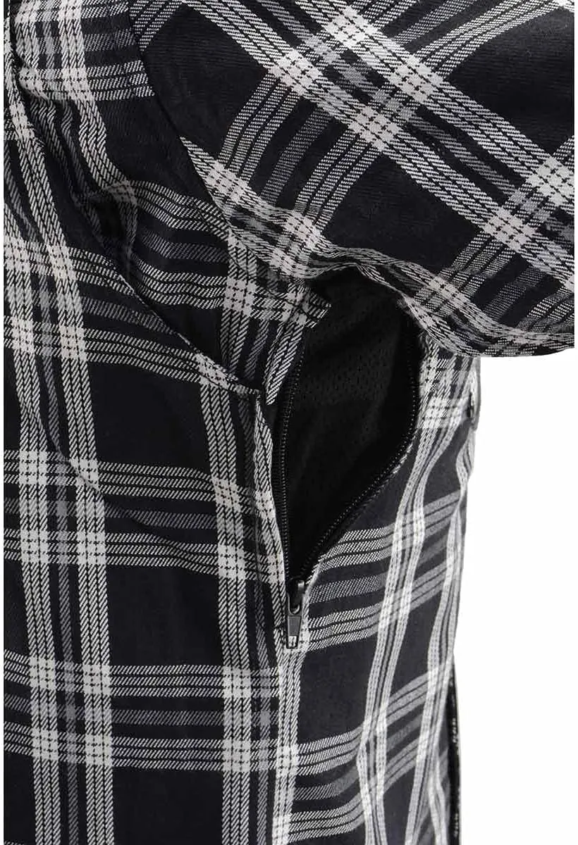 Milwaukee Leather MPM1643 Men's Plaid Flannel Biker Shirt with CE Approved Armor - Reinforced w/Aramid Fiber