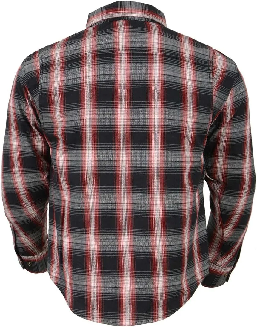 Milwaukee Leather MPM1653 Men's Plaid Flannel Biker Shirt with CE Approved Armor - Reinforced w/Aramid Fibers