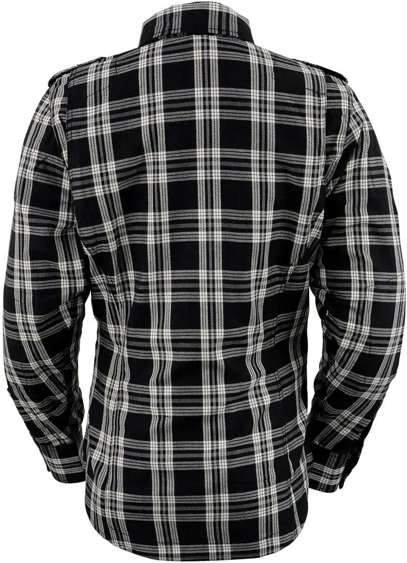 Milwaukee Leather Women’s Plaid Flannel Biker Shirt w/CE Approved Armor - Reinforced w/Aramid Fiber