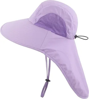 Muryobao Kids Girls Boys Summer Sun Hat UV Protection UPF50  Hats Mesh Bucket Cap for Beach Fishing with Neck Flap