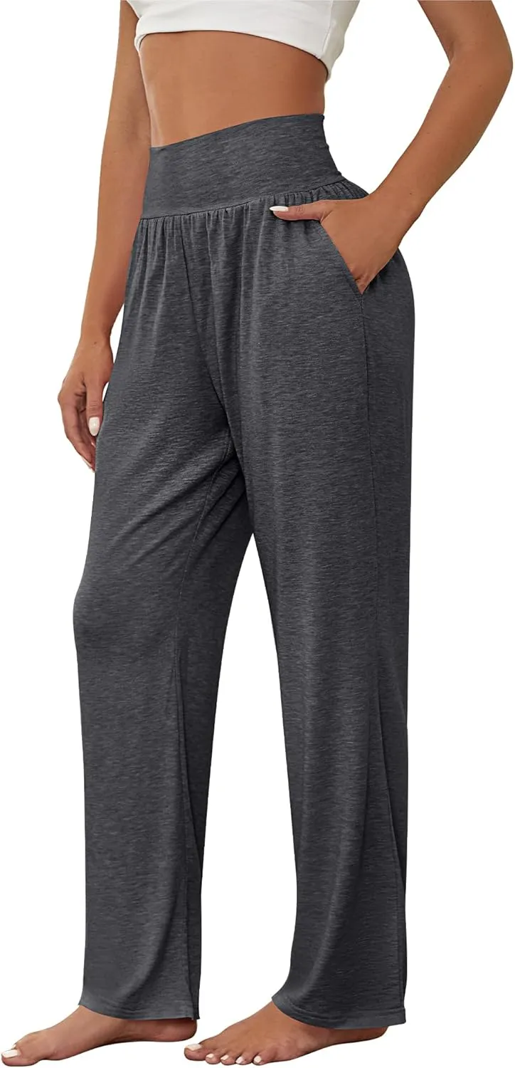 Neer 3 Pcs Women's Wide Leg Yoga Pant Comfy Loose High Waist Lounge Waist Lounge Casual Athletic Workout Joggers Apparel