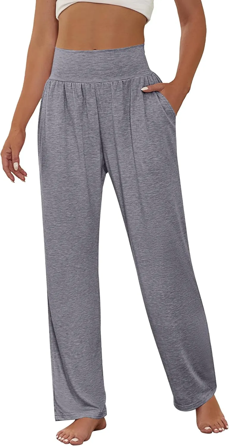 Neer 3 Pcs Women's Wide Leg Yoga Pant Comfy Loose High Waist Lounge Waist Lounge Casual Athletic Workout Joggers Apparel