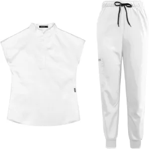 niaahinn Scrub Suit for Women Scrub Top & Jogger Scrub Pant with Pocket Medical Professionals Uniforms Set