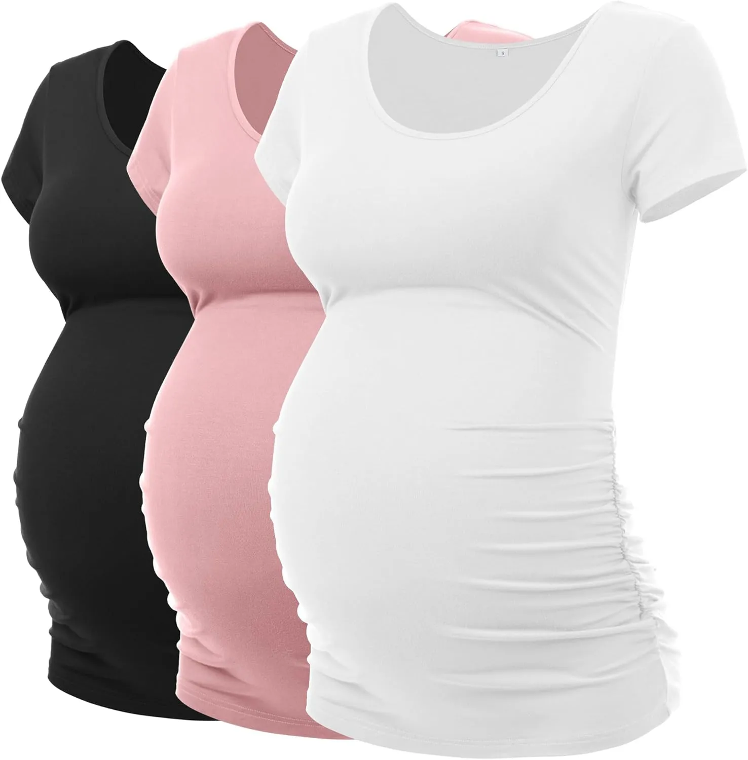 Peauty Plus Size Maternity Clothes Black Maternity Shirt & Tops for Fall Pregnancy Clothes (Black White Pink XL)