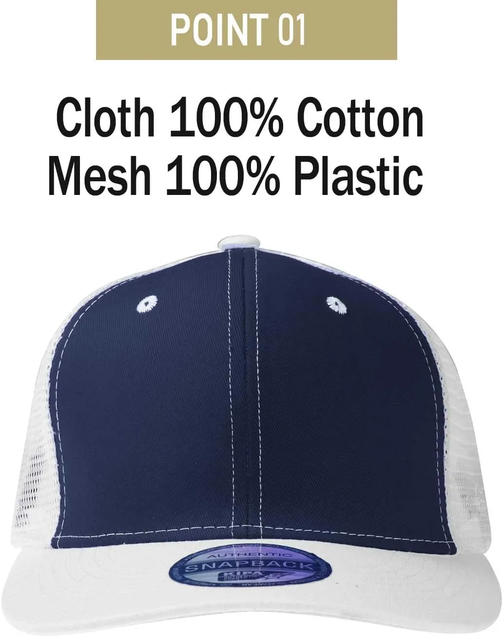 PLAIN GEAR Dispatch Trucker Cap - High Crown Mesh-Back Adjustable Strap Snapback Hat