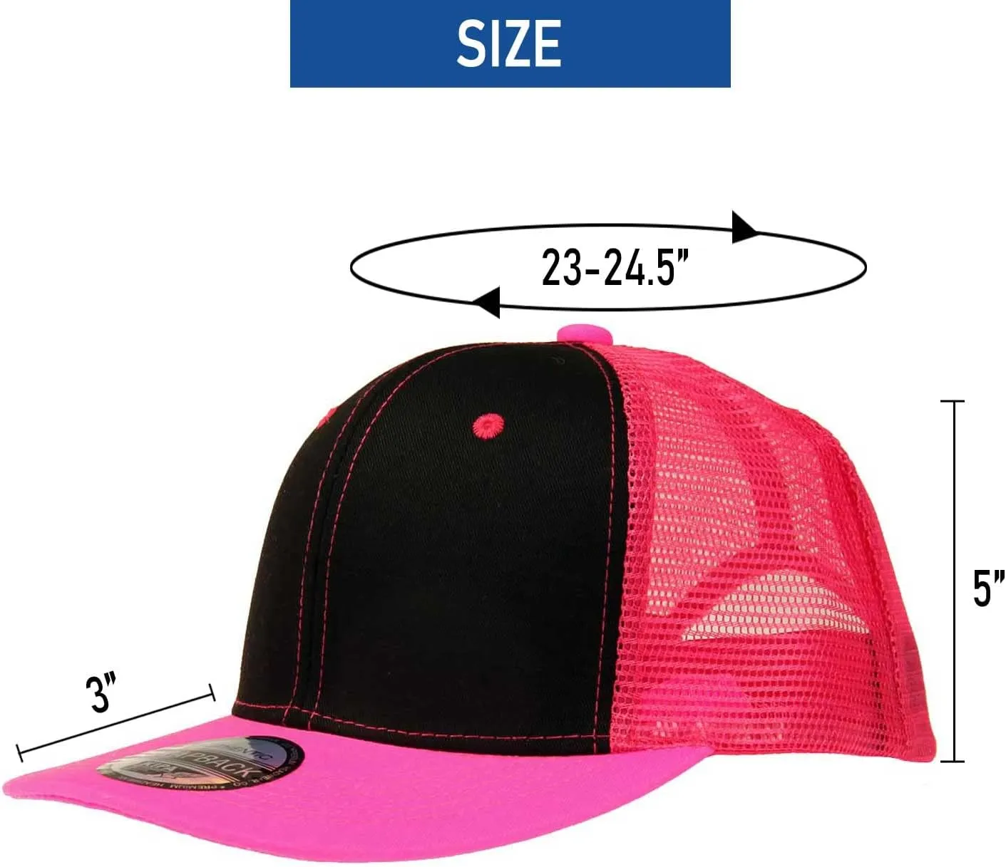 PLAIN GEAR Dispatch Trucker Cap - High Crown Mesh-Back Adjustable Strap Snapback Hat