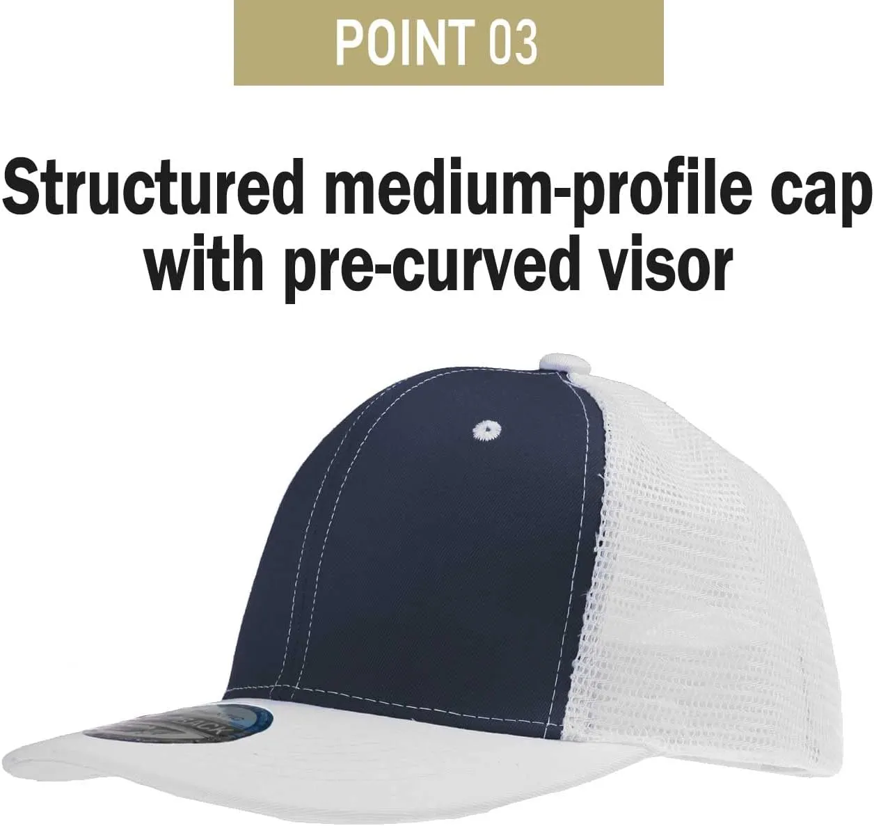 PLAIN GEAR Dispatch Trucker Cap - High Crown Mesh-Back Adjustable Strap Snapback Hat