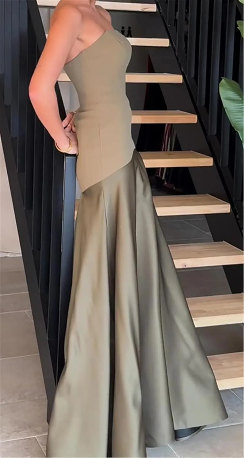 Qikaka Women's Sleeveless Off Shoulder Colorblock Bodycon Sexy Nightclub Party Long Dress