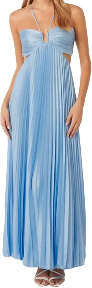 Qikaka Women's Spaghetti Strap Bodycon Pleated Ruched Ruffles Solid Bodycon Sexy Nightclub Party Dress