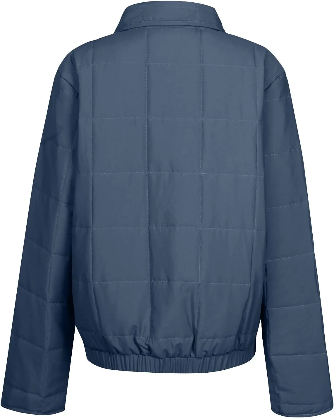 Quilted Jackets for Women Zip Up Plus Size Long Sleeve Coat Lightweight Puffer Jackets Loose Fit Winter Warm Outwear