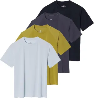 Real Essentials 4 Pack: Women's UPF Short Sleeved Active Rashguard & UV Sun Protection Swimsuit Top (Availabe in Plus Size)