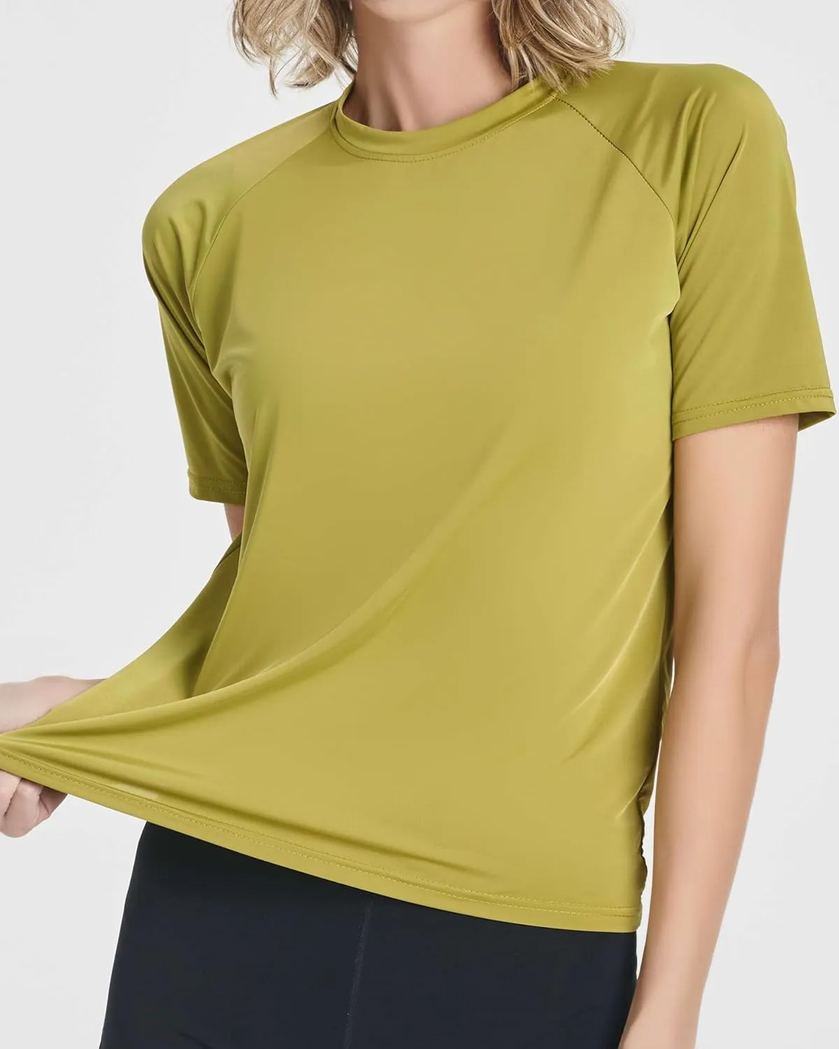 Real Essentials 4 Pack: Women's UPF Short Sleeved Active Rashguard & UV Sun Protection Swimsuit Top (Availabe in Plus Size)