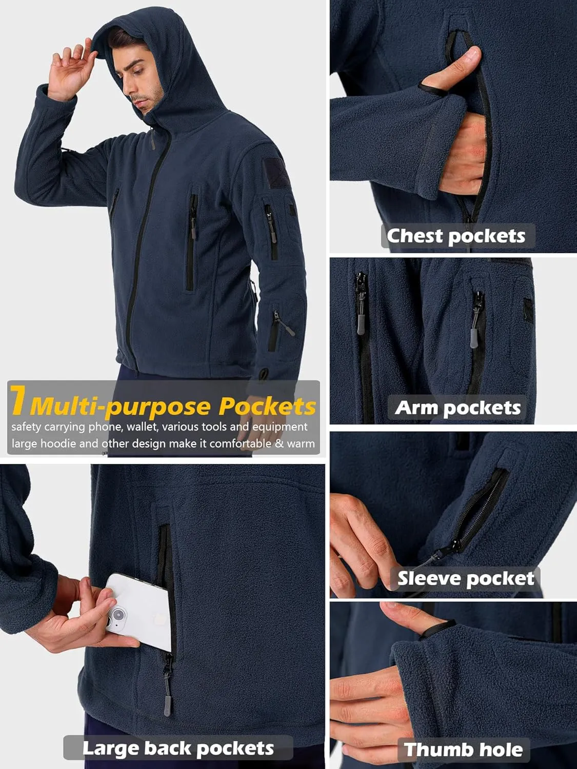 ReFire Gear Men's Warm Military Tactical Sport Fleece Hoodie Jacket