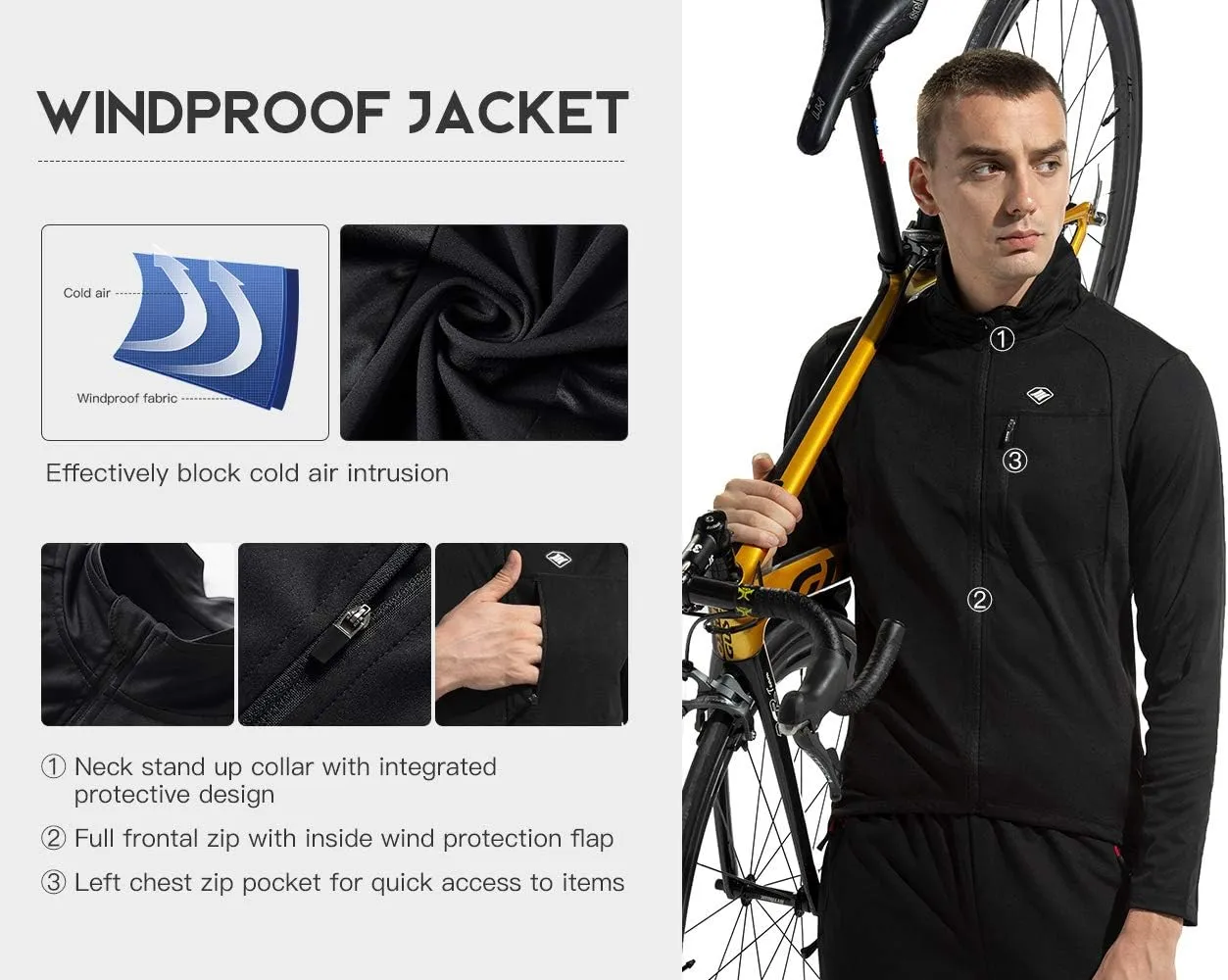 Santic Men's Cycling Bike Winter Jackets Windproof Fleece Thermal Warm UP Running Bike Bicycle Jacket Breathable Windbreaker