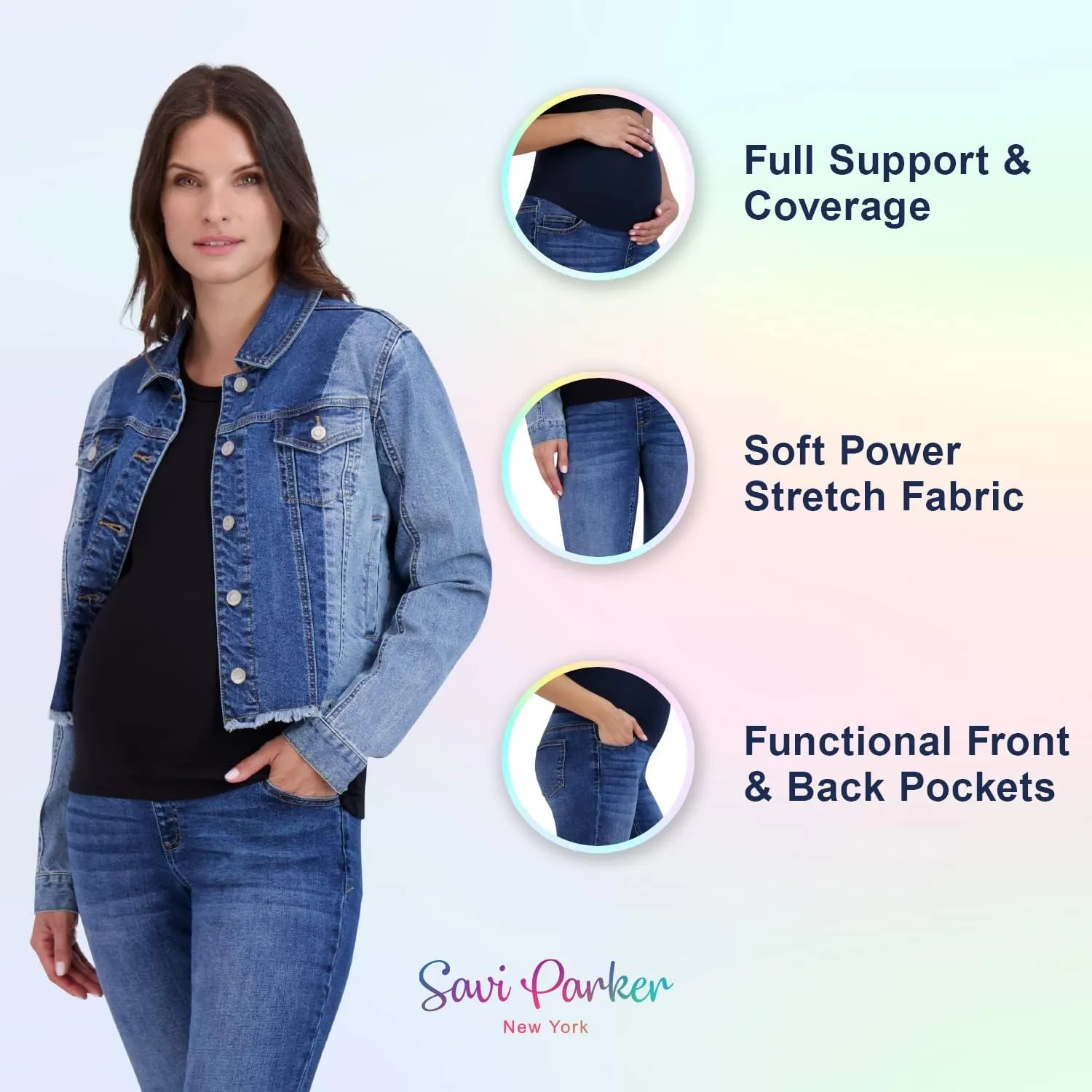 Savi Parker Women’s Maternity Jeans Over The Belly - Pregnancy Clothes for All Seasons, Maternity Pants