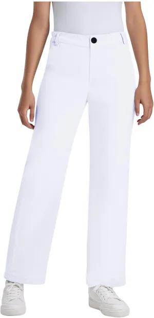 School Uniform Pants for Girls Elastic High Waisted Straight Leg Dress Pants Kids Casual Dressy Trousers with Pockets